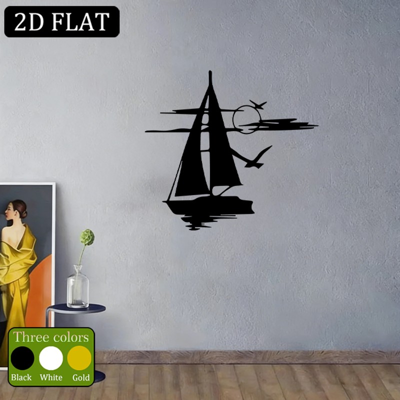 Minimalist Sailing Boat Metal Wall Art Sculpture