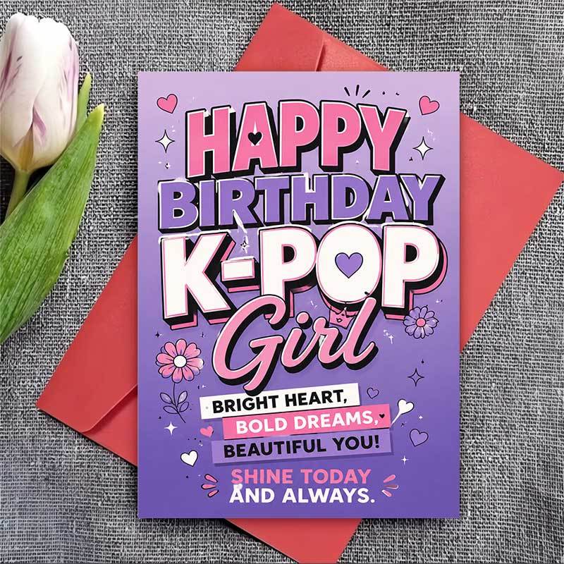 TEMU 1 Greeting Card + 1 Envelope. 2d Flat Birthday Card, Featuring A Purple Aesthetic Design, Suitable As A Birthday Celebration Gift Card For Or