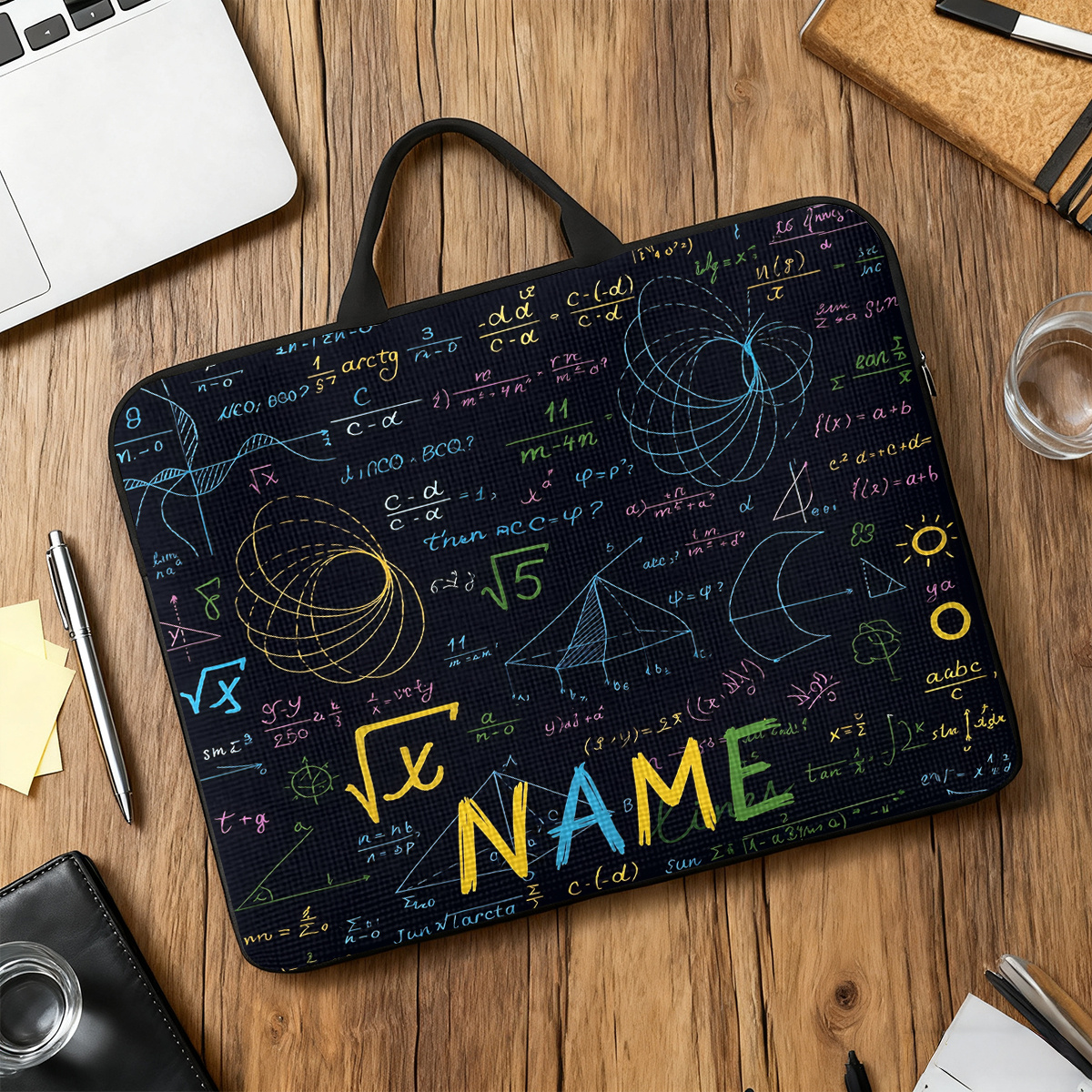 Customized Math Equations Themed Laptop Bag with Handle