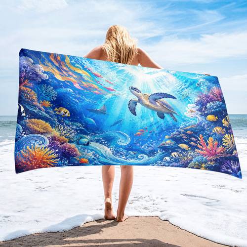 2D Flat, 2D Flat 1pc, Colorful Scene, Quick-drying Microfiber Pool and Beach Towel, Large Size Beach Blanket, Suitable for Camping, Sunbathing, Surfing, Yoga, , Pool Parties - a Summer Gift for