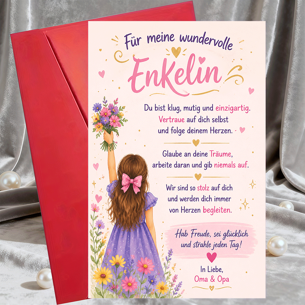 TEMU 1 Greeting Card + 1 Envelopeinspirational Greeting Card For Granddaughter From Grandparents Encouragement Message For Birthday Graduation Or
