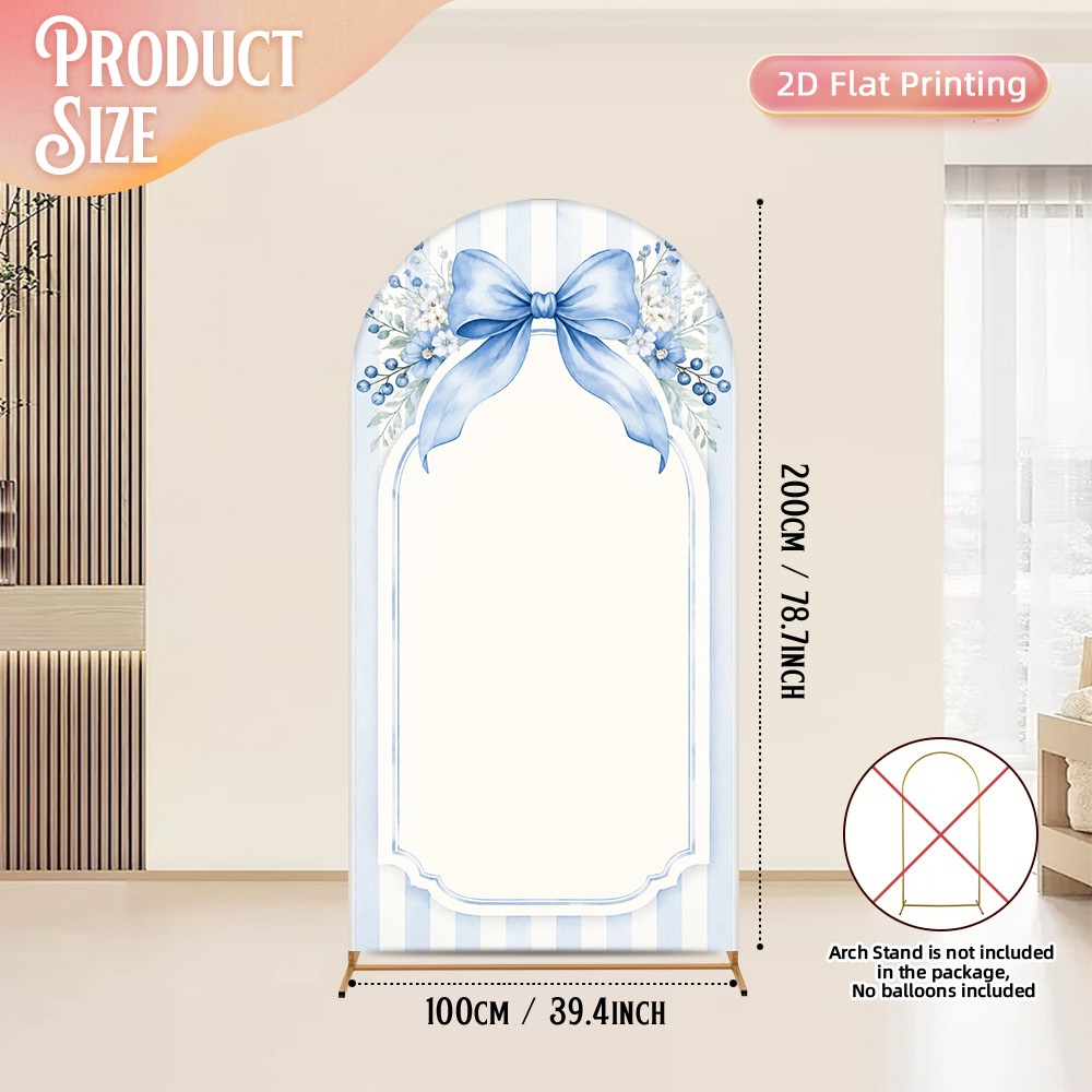TEMU 2d Flat, 2d Flat Banner, 1pc And Floral Print Machine Washable Elastic Arch Backdrop, Elegant First Communion Decoration, Bridal Portrait
