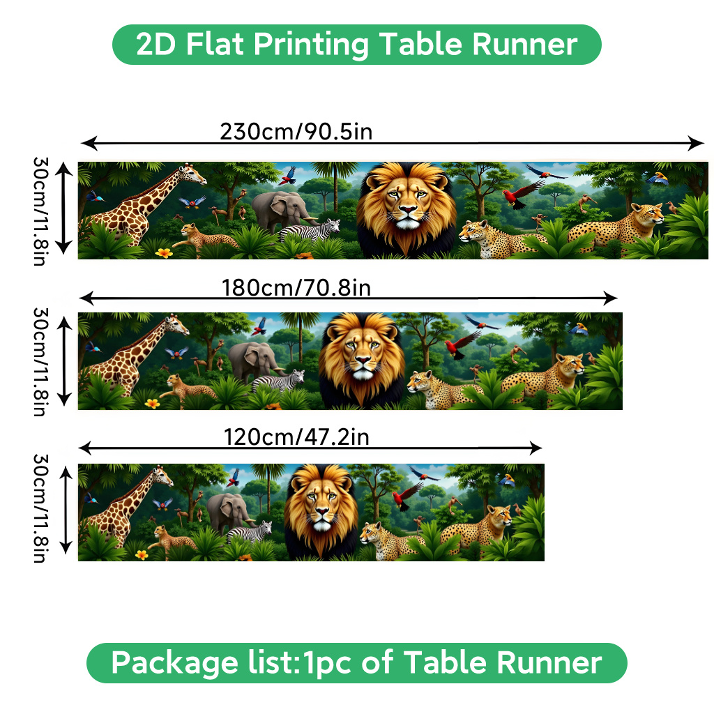 TEMU Chemin de pièce Lion et animaux de - Lionceau, , , Imprimé adapté pour repas intérieur/extérieur, , Pâques, fêtes, Décoration en polyester pour