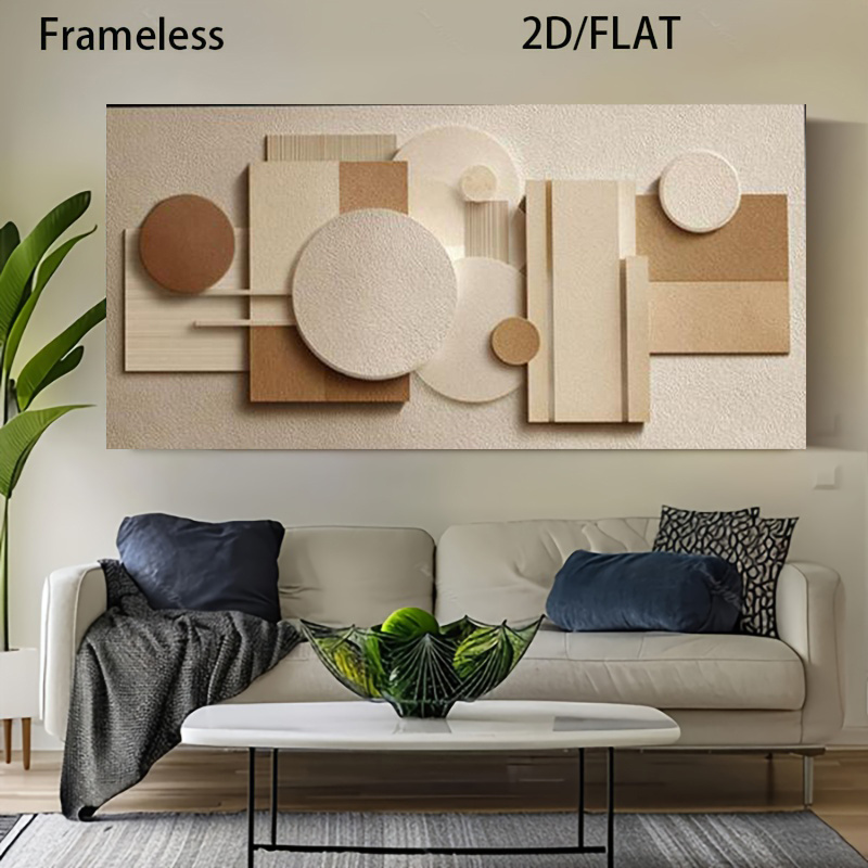 item picture 2d flat 1pc modern abstract frameless canvas painting neutral beige brown horizontal vertical wall art suitable for living room bedroom hallway minimalist neutral tone mural poster for contemporary decor retro 2d flat