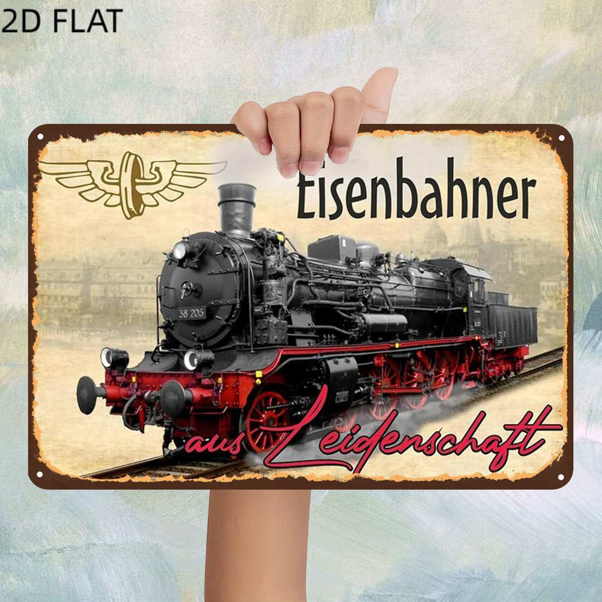TEMU 2d Flat, 1pc, Vintage"steam Eisenbahner: Of " Metal Iron Sign, Pre-drilled Holes, Kitchen, And Office Wall Decoration, Home Decor Metal Signs,
