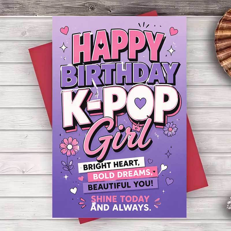 TEMU 1 Envelope And 1 Greeting Cardhappy Birthday Greeting Card For Kpop Aesthetic Purple Design For Best Friend Or Sister Birthday Celebration Gift