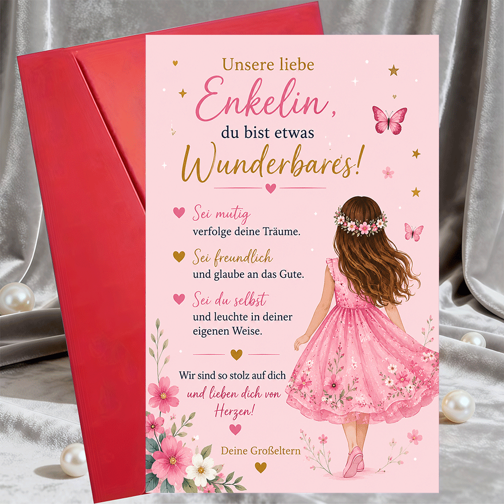 TEMU 1 Greeting Card + 1 Envelopeinspirational Greeting Card For Granddaughter From Grandparents Flat Card For Birthday Graduation Or Encouragement