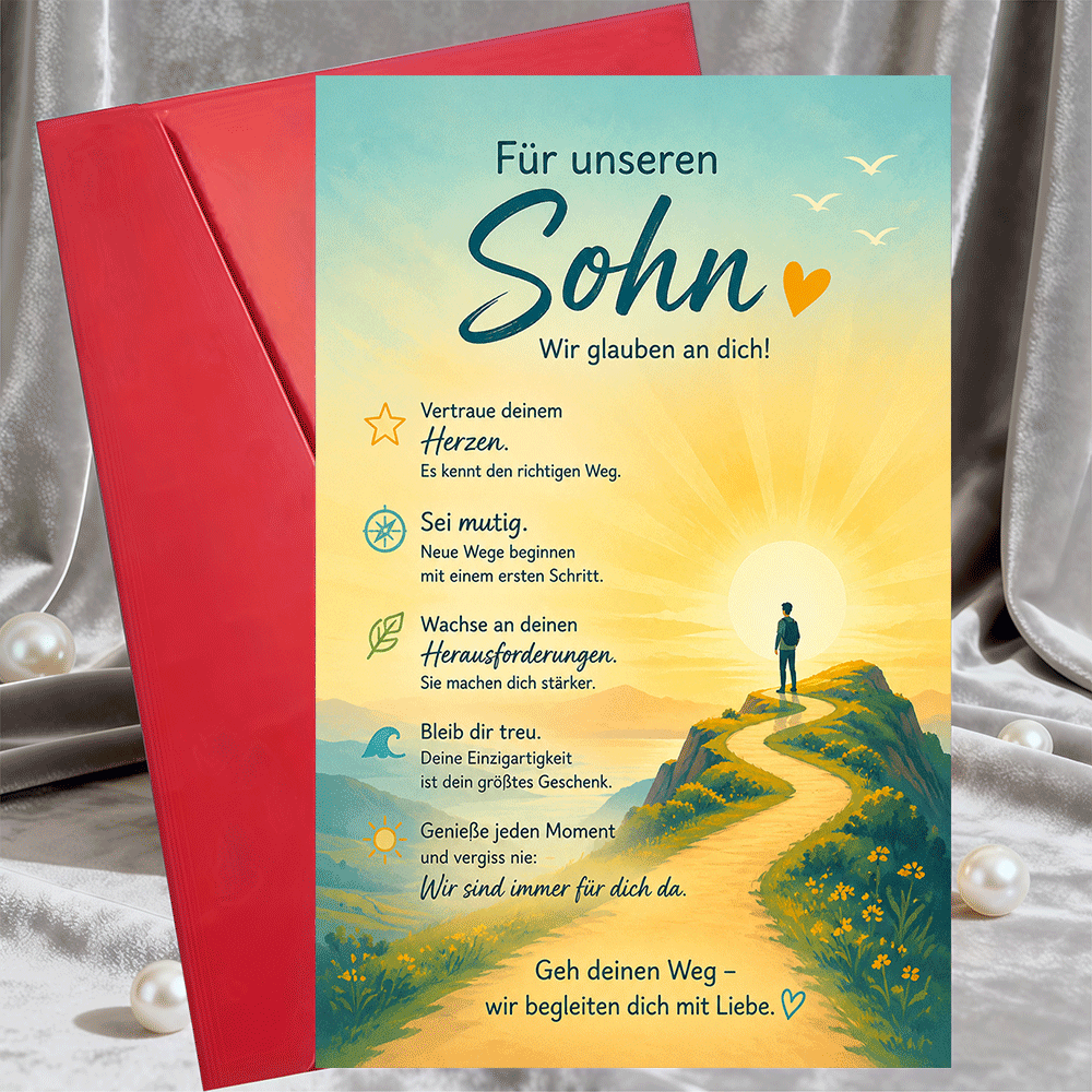 TEMU 1 Greeting Card And 1 Envelope Inspirational Greeting Card For Son Encouragement Gift For Graduation Birthday Or New Journey Success Wishes Flat