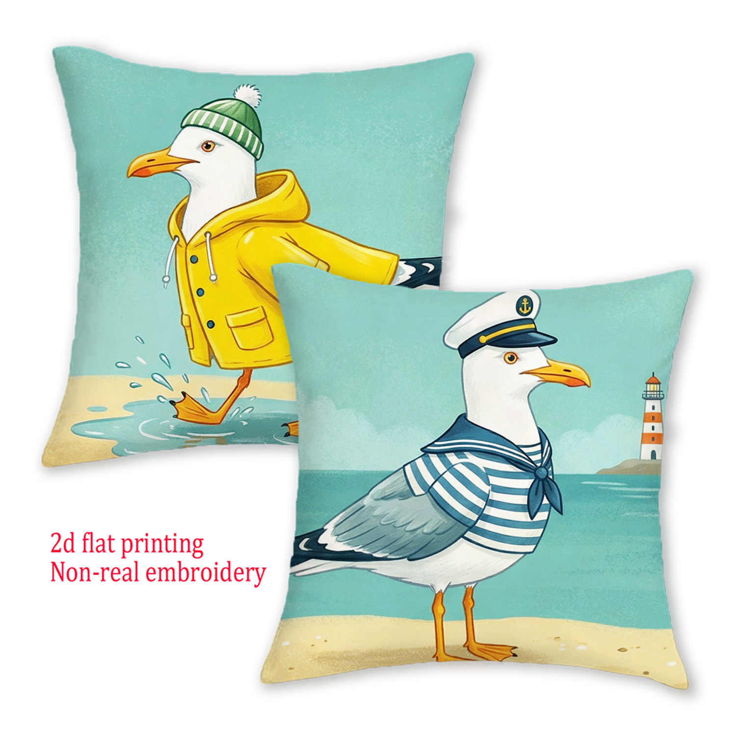 TEMU 2pcs Jhua Bohemian Coastal Seagull Throw Pillow Covers Suitable For Bedroom, Living Room, Sofa, Office, Car - Nautical Bird Cushion Covers With