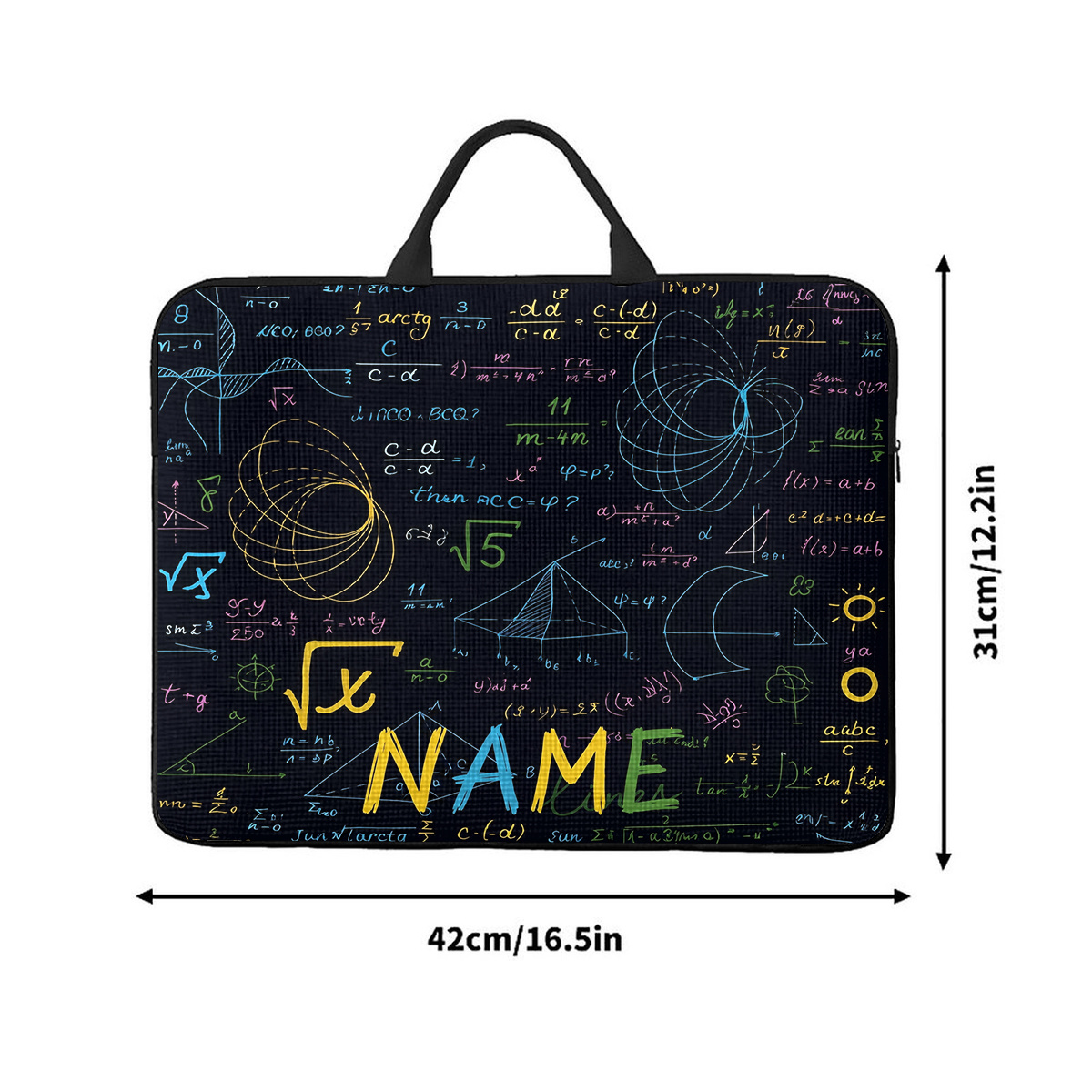 Customized Math Equations Themed Laptop Bag with Handle