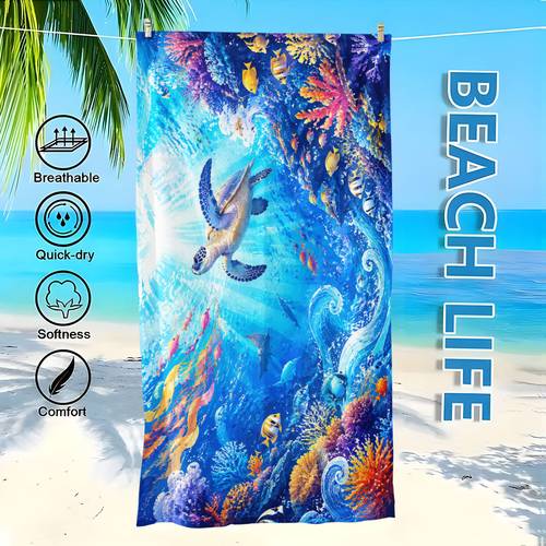 2D Flat, 2D Flat 1pc, Colorful Scene, Quick-drying Microfiber Pool and Beach Towel, Large Size Beach Blanket, Suitable for Camping, Sunbathing, Surfing, Yoga, , Pool Parties - a Summer Gift for