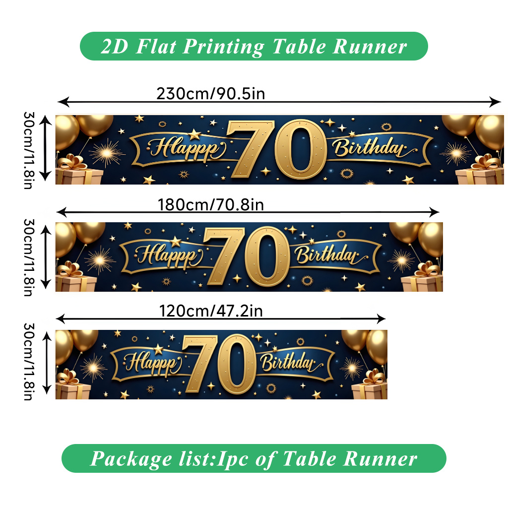 TEMU 2d Flat, 1pc, 70th Anniversary Celebration Polyester Table Runner, Suitable For Holiday Dining And Home Decor, Indoor/outdoor, Holiday Parties,