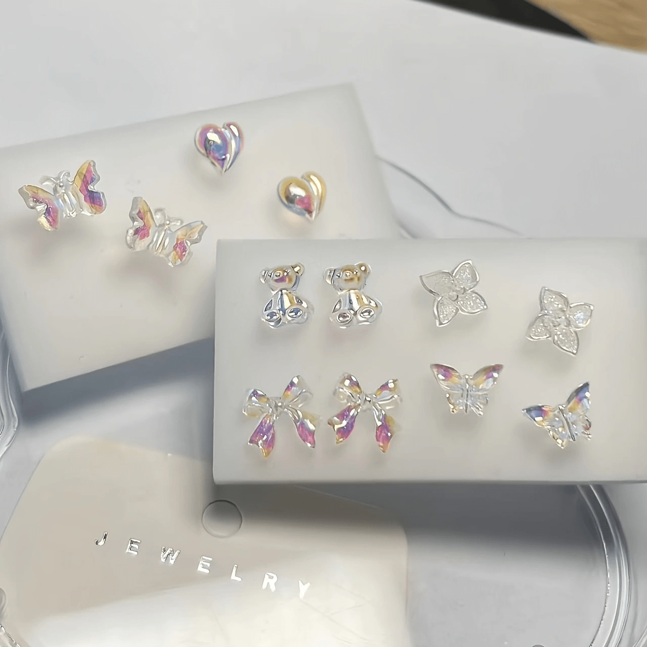 TEMU 12pcs Aretes de delicados para mujer, moda de , oso pequeño y de flor, juego de aretes combinados