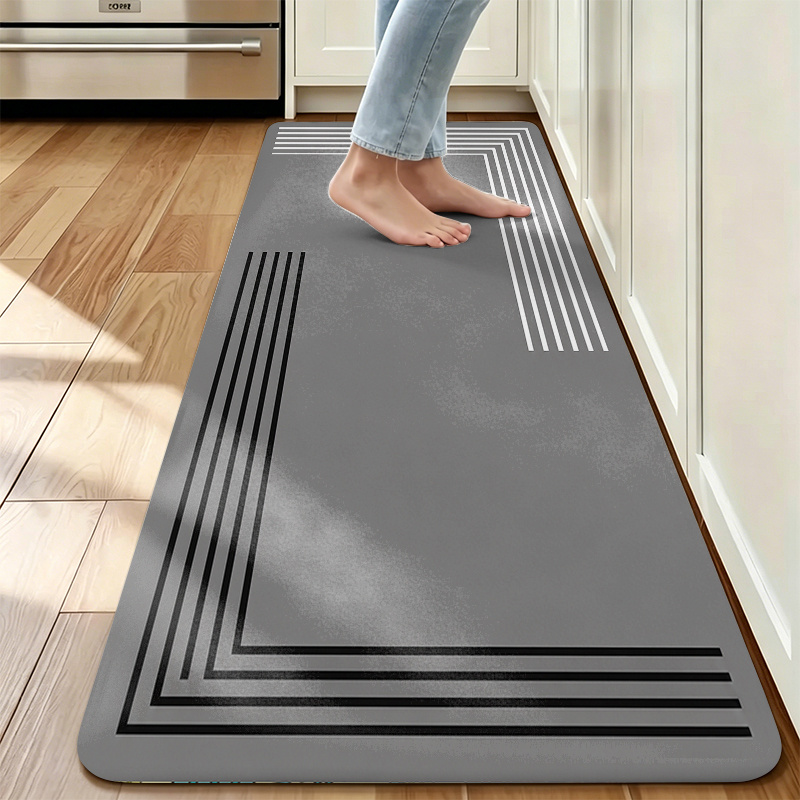 TEMU Ensemble de tapis de cuisine 2Dflat 850G/M2 en de , tonalité légère crème mate minimaliste, rembourrage épais et imperméable pour une plus douce