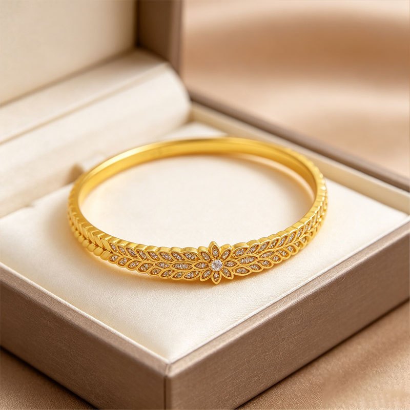 2pcs Sunflower Hollow Design Bangle Set, Unisex