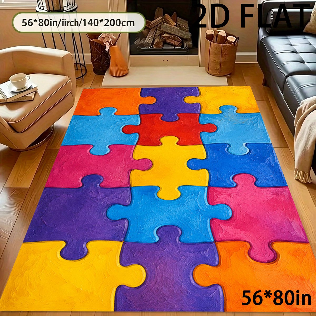 2d flat 800g m velvet thickened colorful   puzzle floor mat machine washable non slip wear resistant suitable for living room bedroom entryway kitchen office soft     universal 2d flat