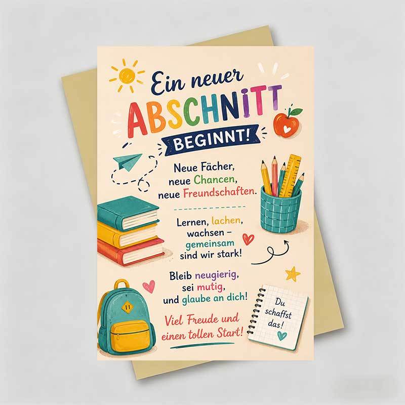 1 Greeting Card + 1 Envelope Greeting Card For Encouragement And Wishes For Students