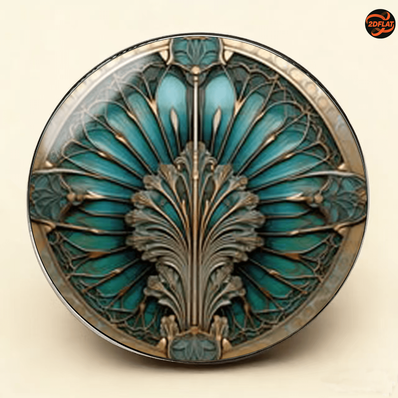 TEMU 1pc, 2d Vintage Style Lake Blue Botanical Pattern Stainless Steel Brooch, Elegant Temperament Suit Shawl Pin, Unisex Daily Wear And Banquet
