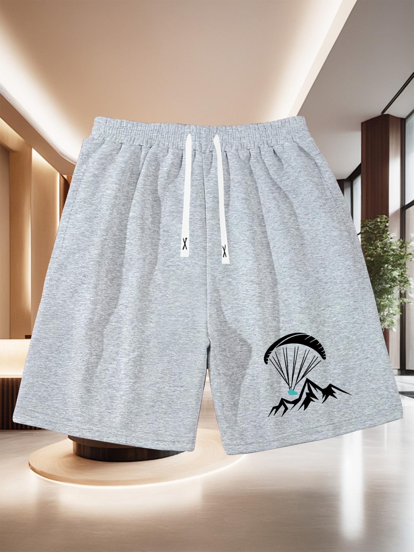 mens summer casual shorts suitable for daily wear fitness   activities with pockets mountain   pattern elastic drawstring waist cinching pocketed fashion versatile shorts