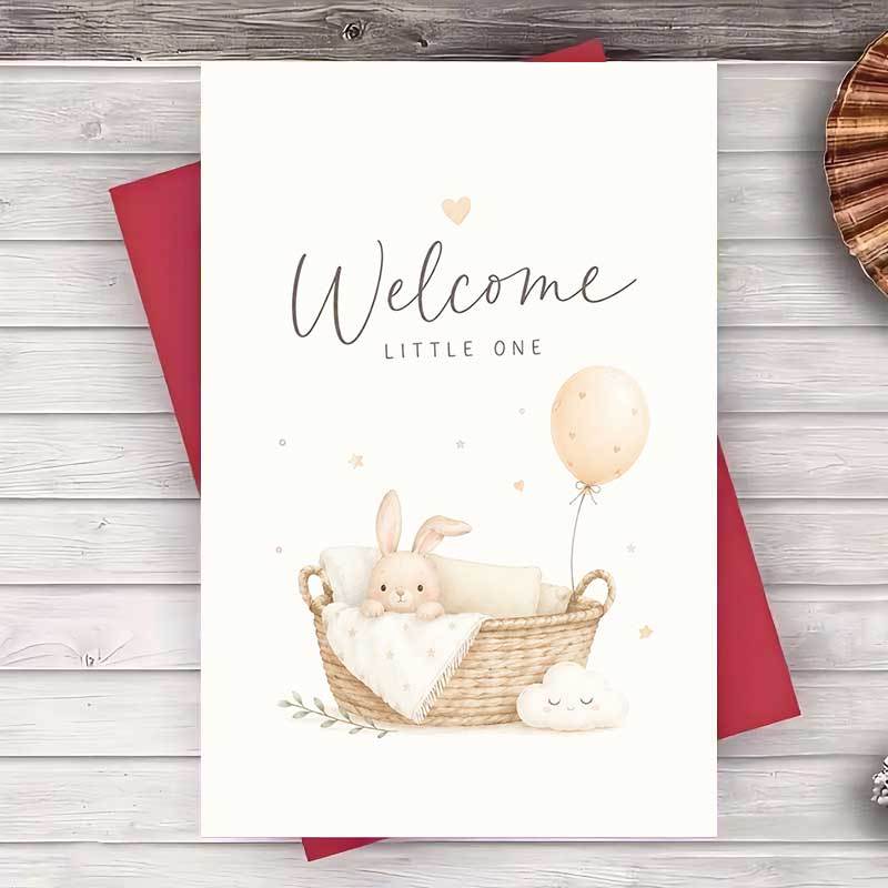 TEMU 1 Envelope And 1 Greeting Cardwatercolor Bunny Greeting Card For New Arrival Celebration And Baby Shower Gift Neutral Design For Greeting Card