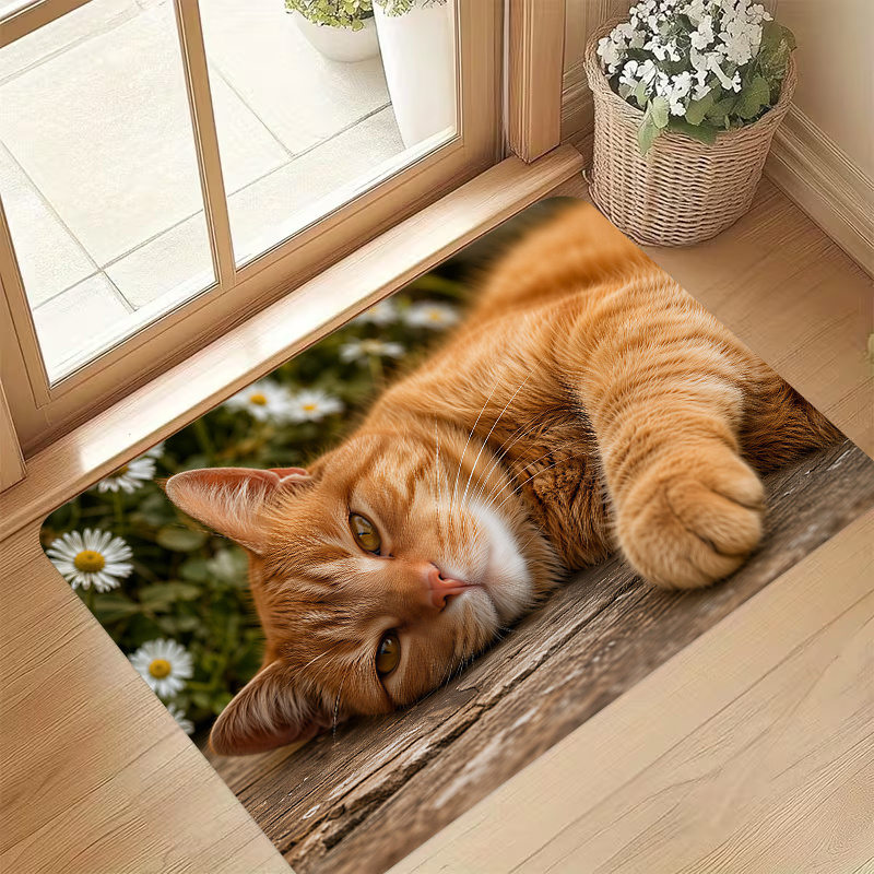 TEMU 1pc, 2d Flat Printing, Lazy Entry Door Mat, Kitchen Dining Room Decoration, Indoor Outdoor Home Party Decor, 2d Flat