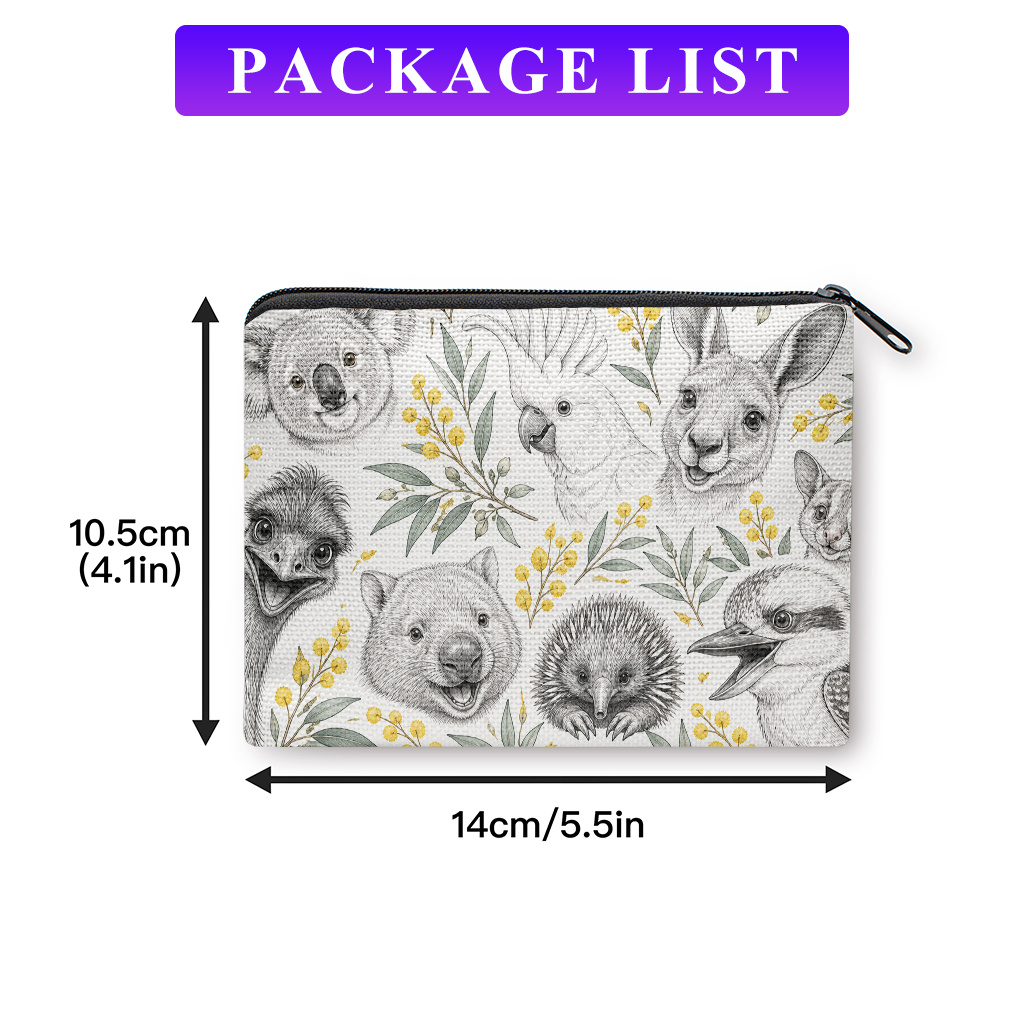 TEMU Australian-themed Coin Purse Suitable For Keys & Storage, Compact Portable Wallet With & Koala Print, Machine Washable Organizer For, Gift For