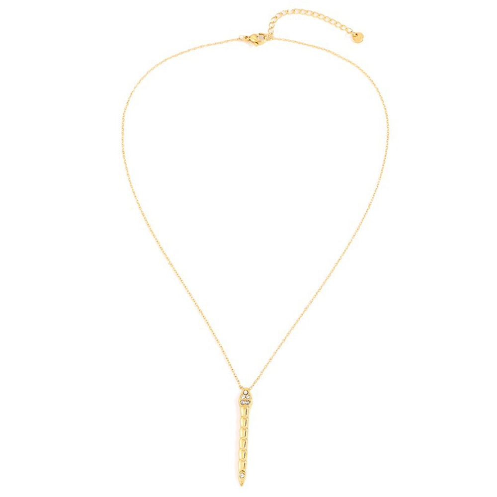 TEMU 1pc Elegant Snake-shaped Synthetic Zirconia Pendant Necklace, Delicate Link Chain Stainless Steel Neck Jewelry, Scratch-resistant & Washable,