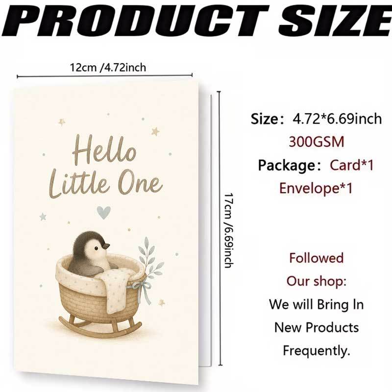 Cute Penguin Greeting Card for New Arrival Celebrations