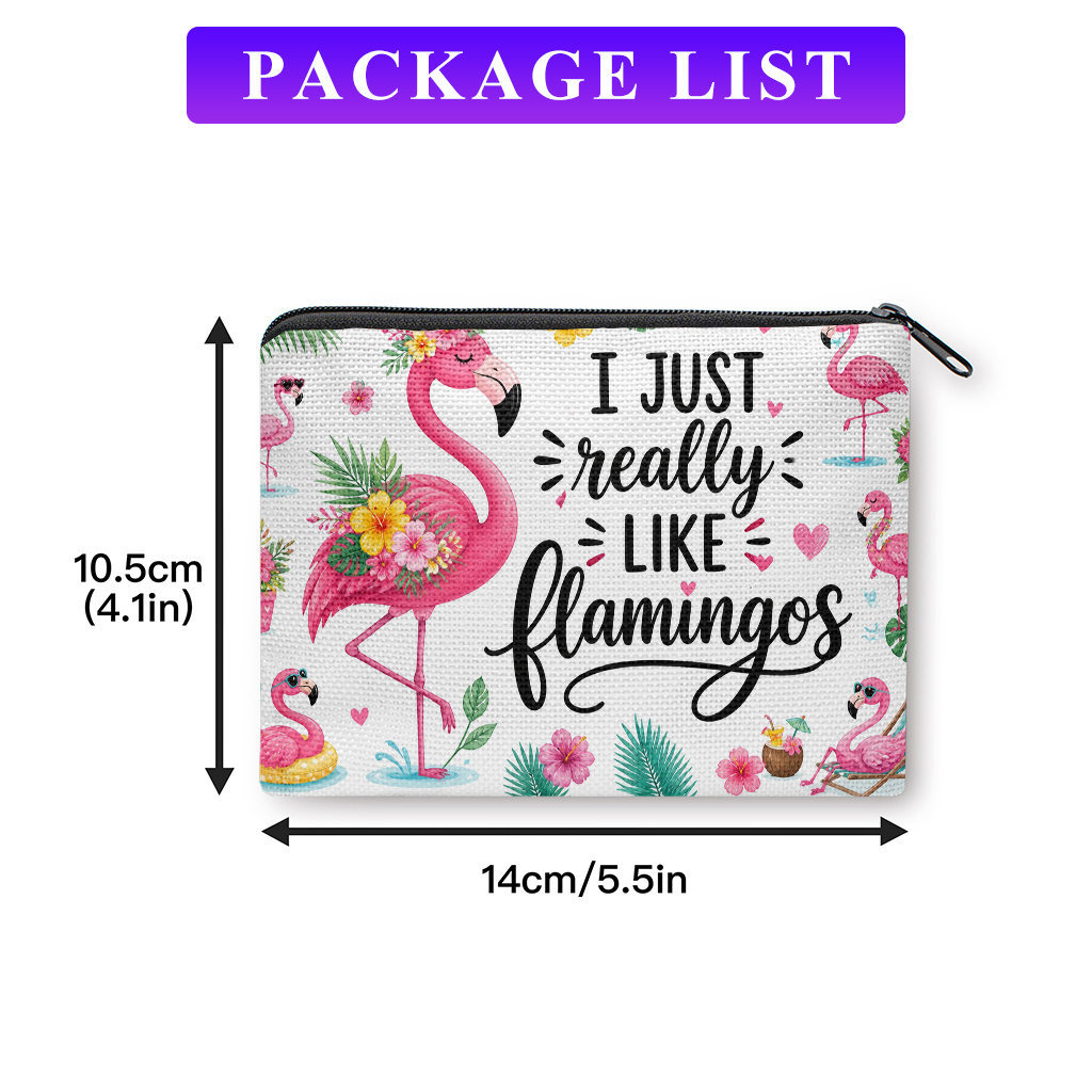 TEMU Flamingo Coin Purse Suitable For Keys, & Small Trinkets - Compact Portable Wallet With Flamingo, Machine Washable Gift For,, For Christmas,