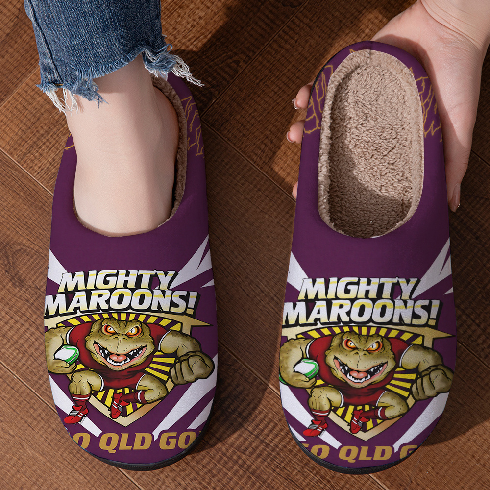 TEMU Creative Unisex Home Slippers With A Purple Background And Lightning Pattern, Featuring " !" And A Holding A Football. Slippers Are Comfortable