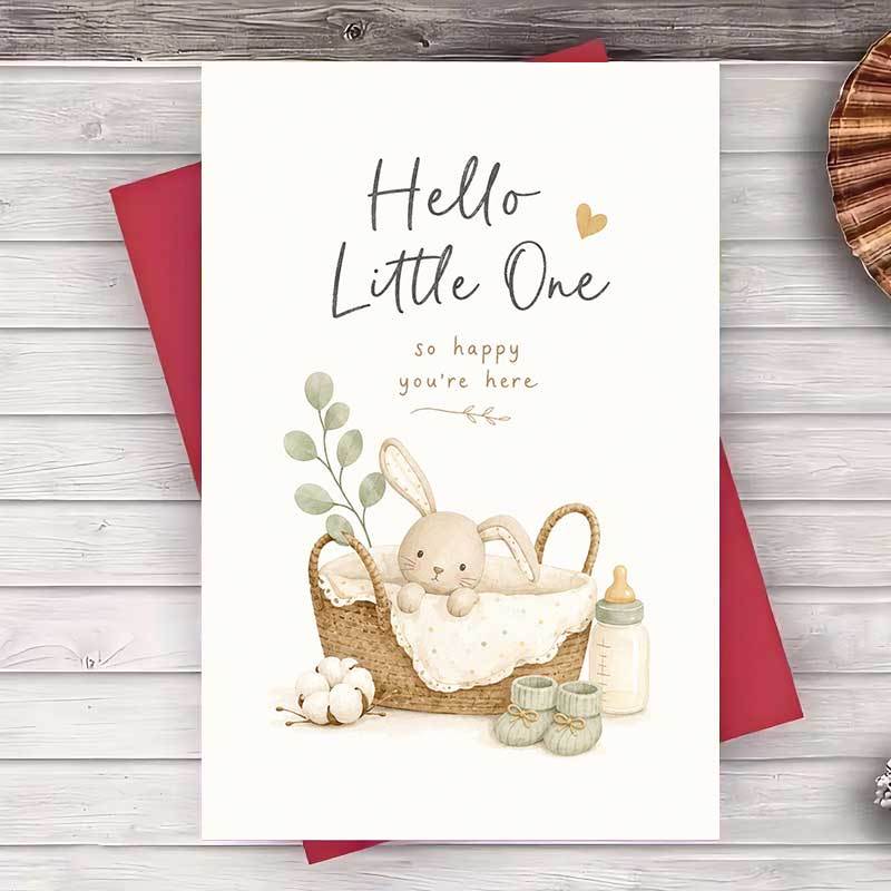 TEMU 1 Envelope And 1 Greeting Cardwatercolor Bunny Greeting Card For New Parents Welcome And Baby Shower Gift Card Greeting Card