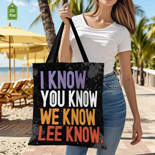 1pc double sided printed tote bag featuring a pattern with colorful text durable rectangular tote bag foldable and reusable 2d flat suitable for daily use commuting and a for gifts