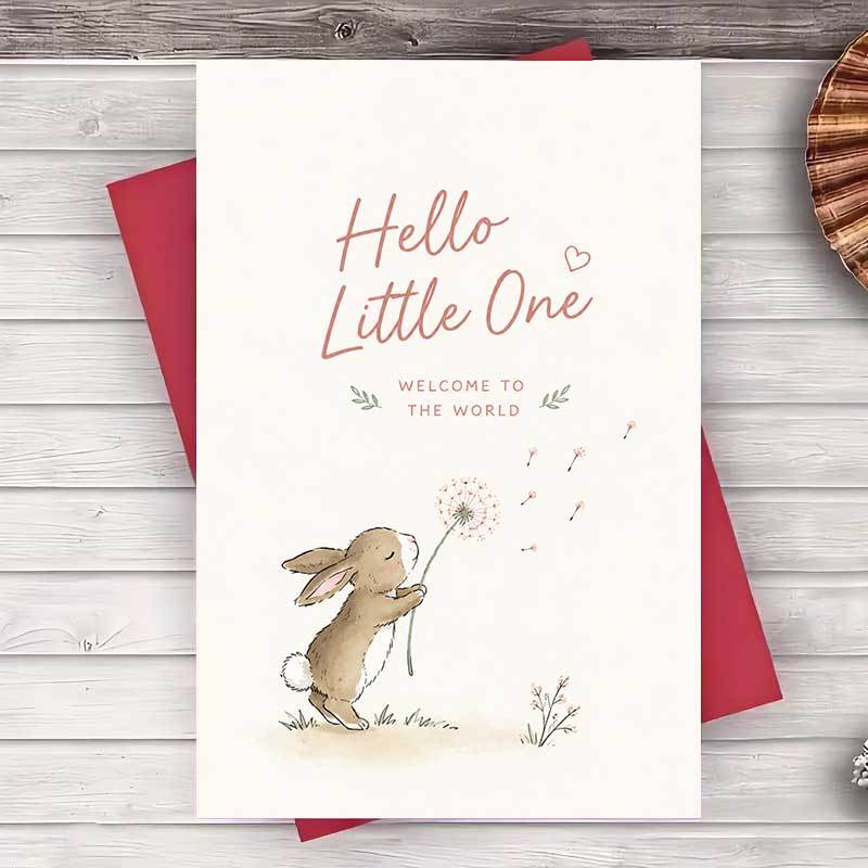 TEMU 1 Envelope And 1 Greeting Cardcute Bunny Greeting Card For New Arrival Celebration And Baby Shower Gift For Greeting Card