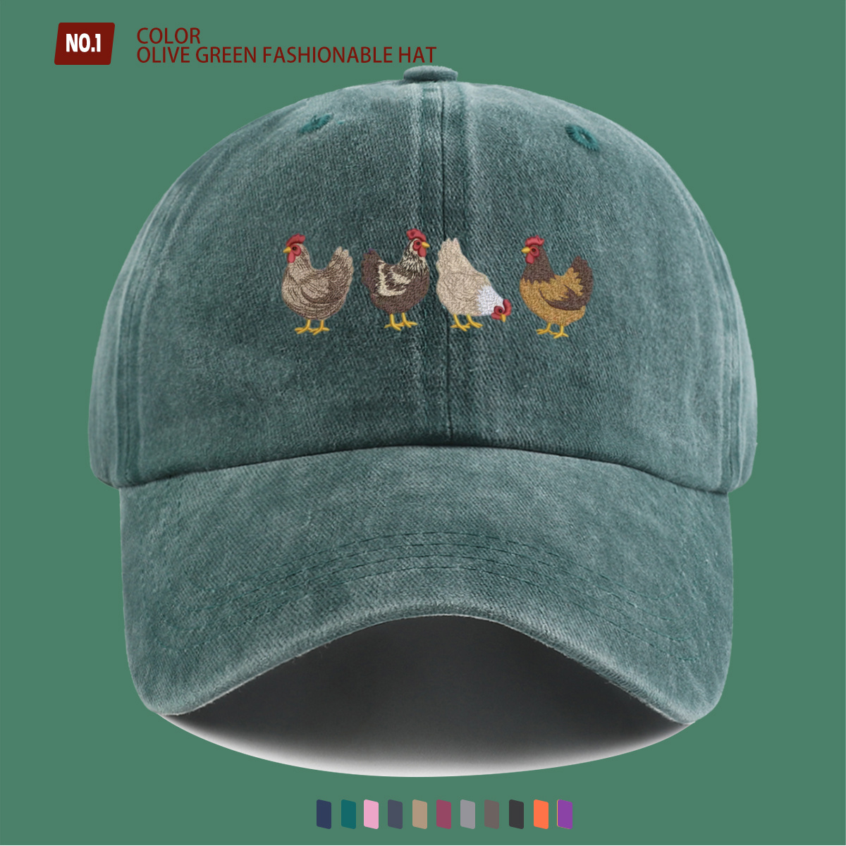 TEMU 1pc 4 Cartoon-style Hen Pattern Printed Baseball , With And Vivid Shapes. Comfortable And Breathable Duck Tongue , Fashionable, Casual And