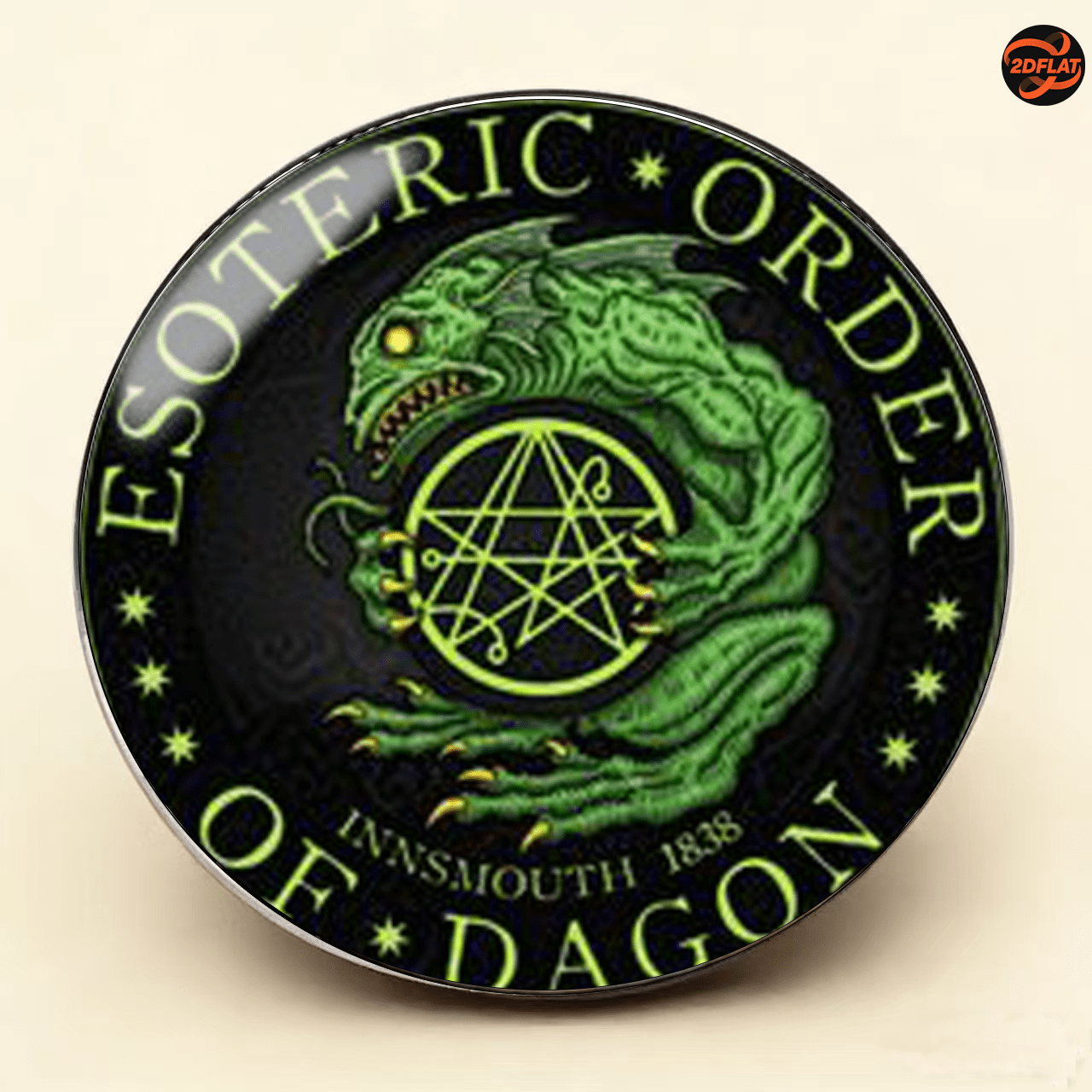 TEMU 1pc, 2d Cthulhu Themed Mystery Innsmouth Style Stainless Steel Brooch, Necronomicon Badge, Vintage Dark Accessory, Suitable For Cosplay Props,