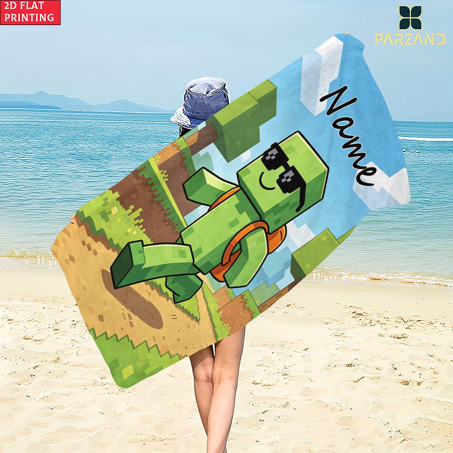 TEMU Toalla de playa extragrande de 1 pieza con personalizado para hombre, cuadrada verde de correr, 2D - Microfibra ultrasuave y de secado rápido,