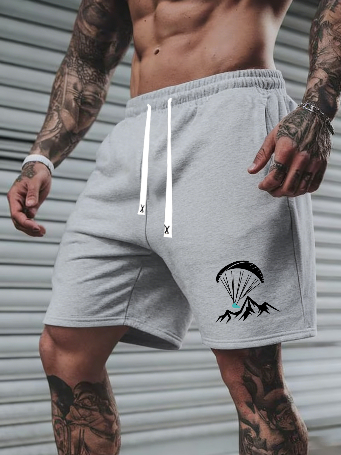 item picture mens summer casual shorts suitable for daily wear fitness   activities with pockets mountain   pattern elastic drawstring waist cinching pocketed fashion versatile shorts
