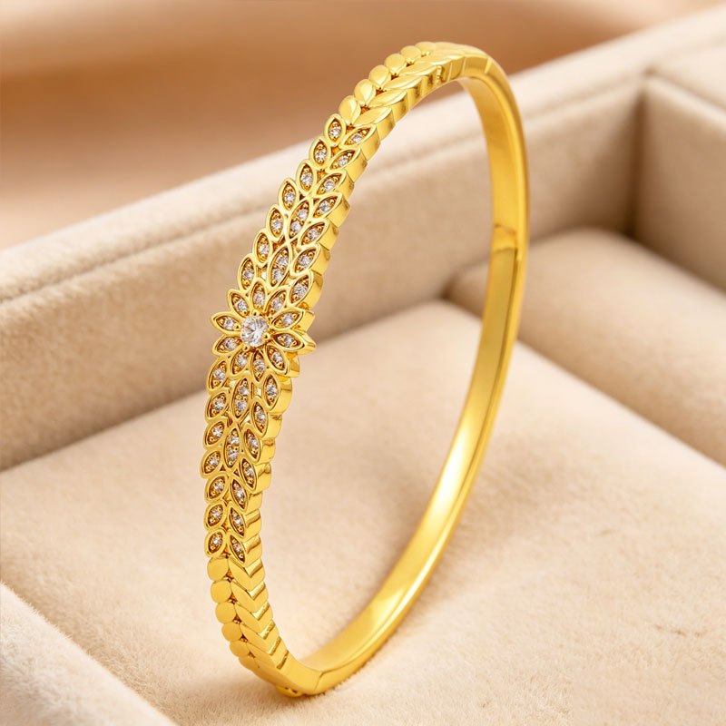 2pcs Sunflower Hollow Design Bangle Set, Unisex