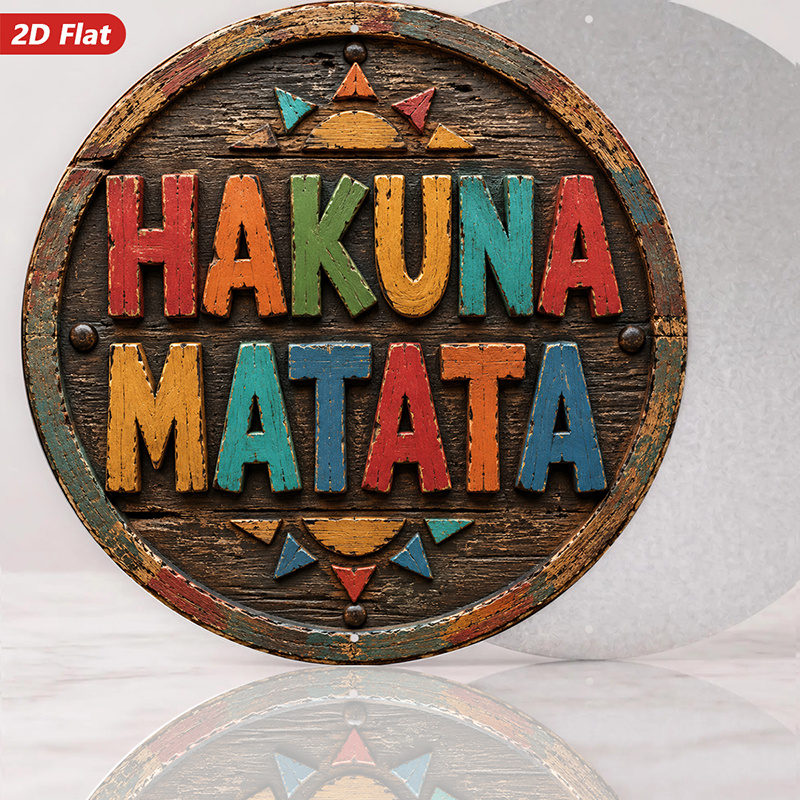TEMU 2d Flat, 1pc Round Metal Sign Wall Art, Wall Decor, Rustic Style, Colorful Lettering, Tribal Elements, Home Decor, For Living Room, Bedroom,