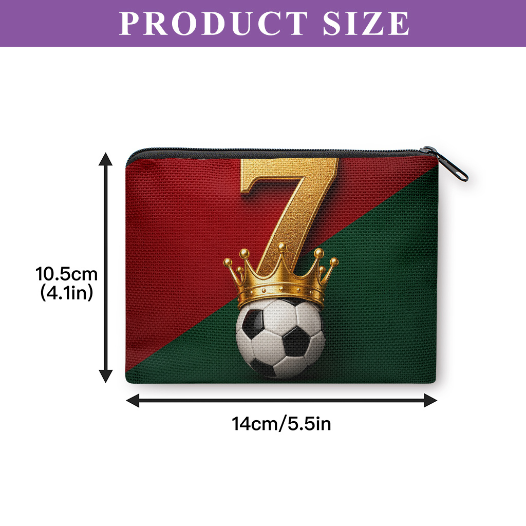 TEMU Coin Purse, And Football -material Double Zippered Wallet And Organizer Pouch, Machine Washable Durable Washable Fabric Wallet With Lipstick And