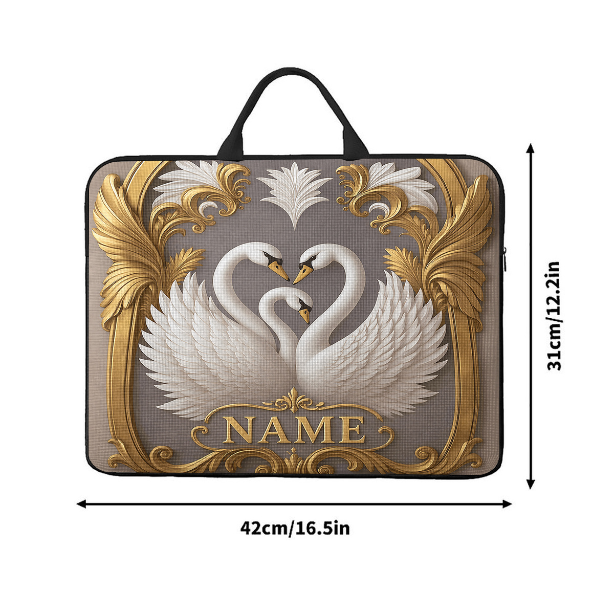 Customized Swan Frame Pattern Large Laptop Bag