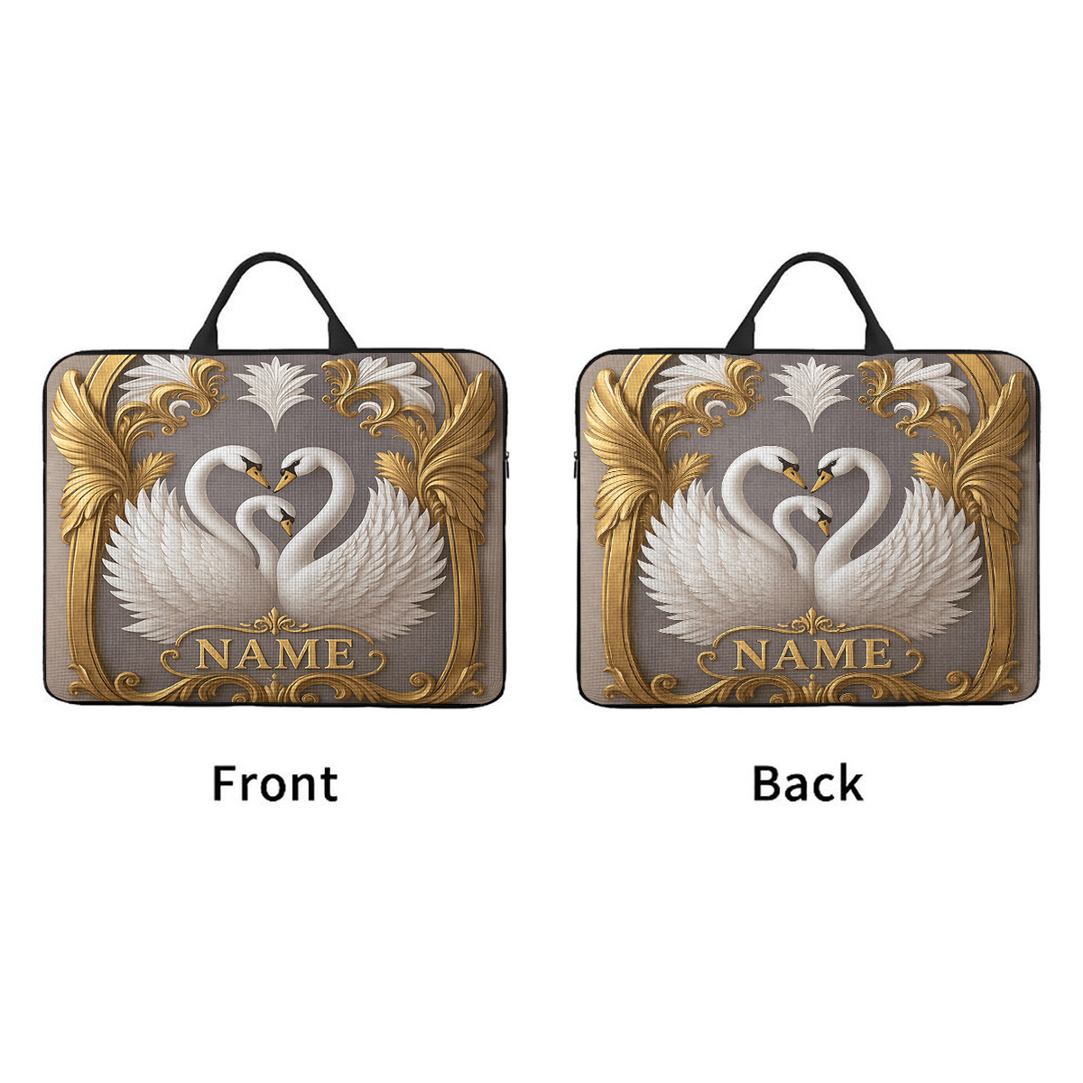 Customized Swan Frame Pattern Large Laptop Bag