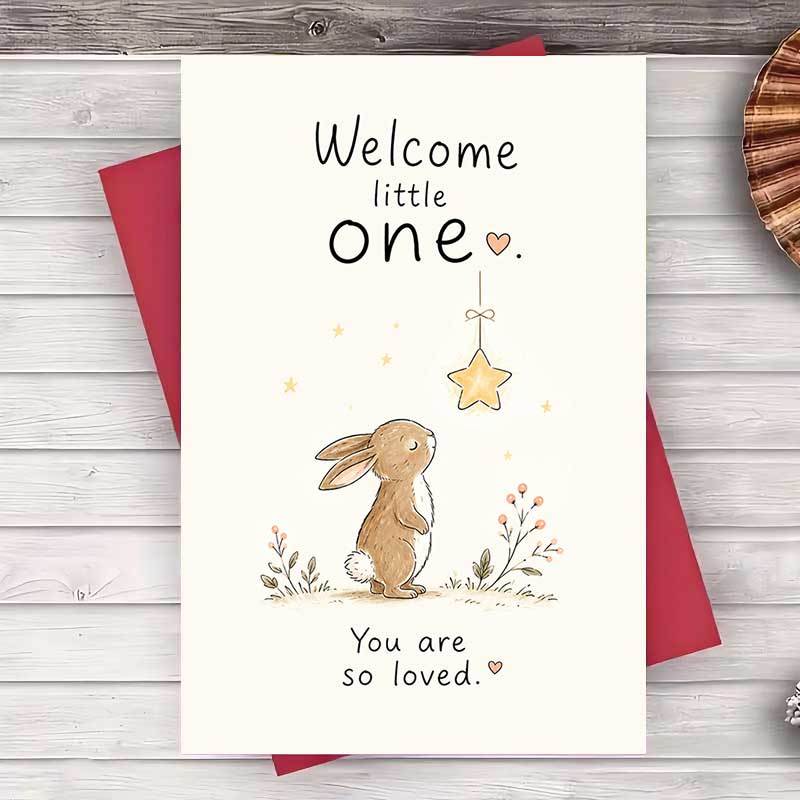 TEMU 1 Envelope And 1 Greeting Cardcute Bunny Greeting Card For New Arrival Celebration And Baby Shower Gift For Greeting Card