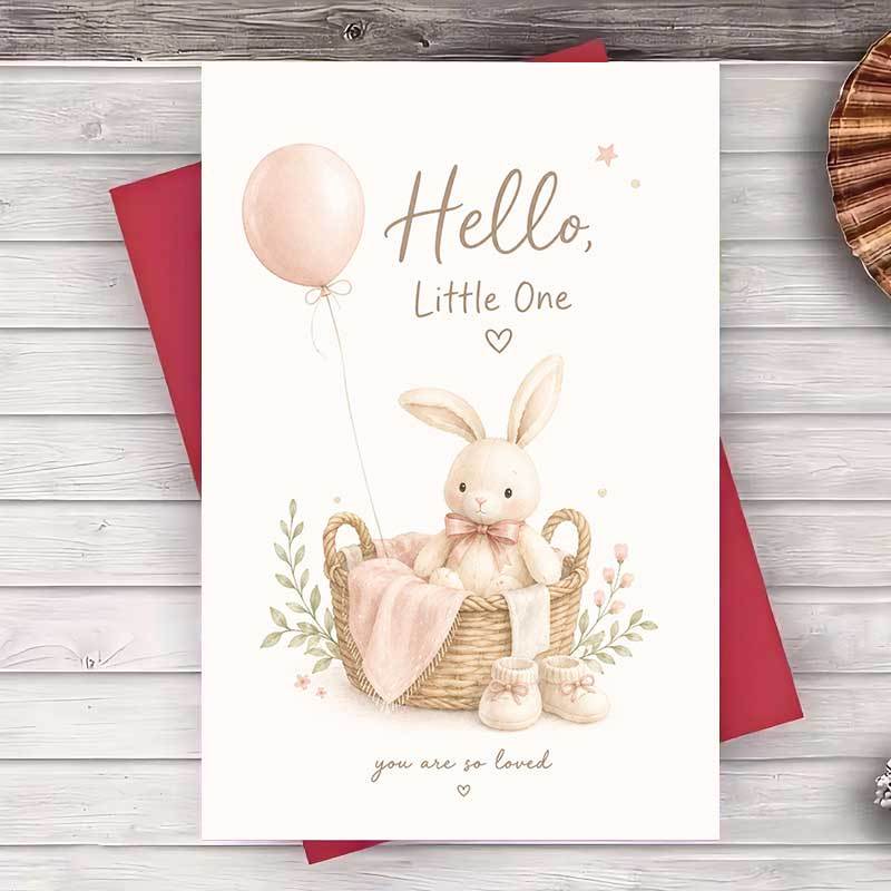 TEMU 1 Envelope And 1 Greeting Cardcute Bunny Greeting Card For New Arrival Celebration And Baby Shower Gift For Greeting Card