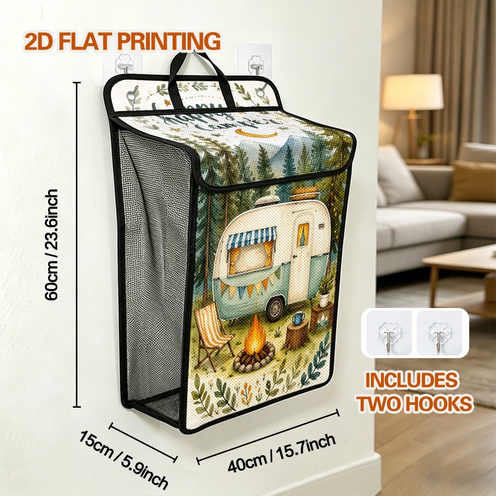 TEMU 2d Flat, 1pc Practical Camping Scene With Wall-mounted Laundry Hamper, Collapsible Daily Design, Fine Stitching Craft, Grip Design, Great For