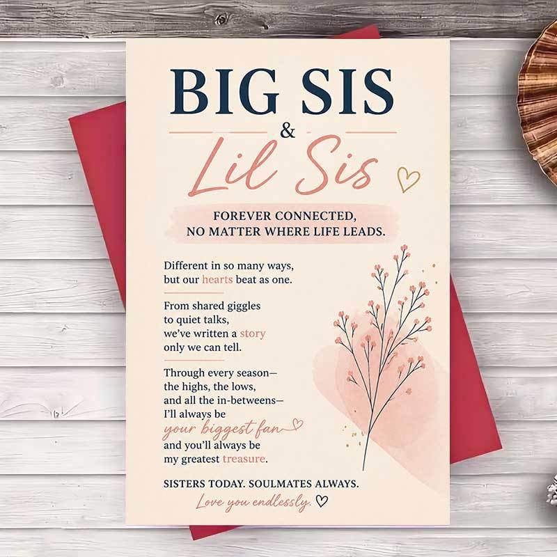 TEMU 1 Envelope And 1 Greeting Cardsister Greeting Card For Big And Little Sister Birthday Or Anniversary Gift Message For Best Friend Connection