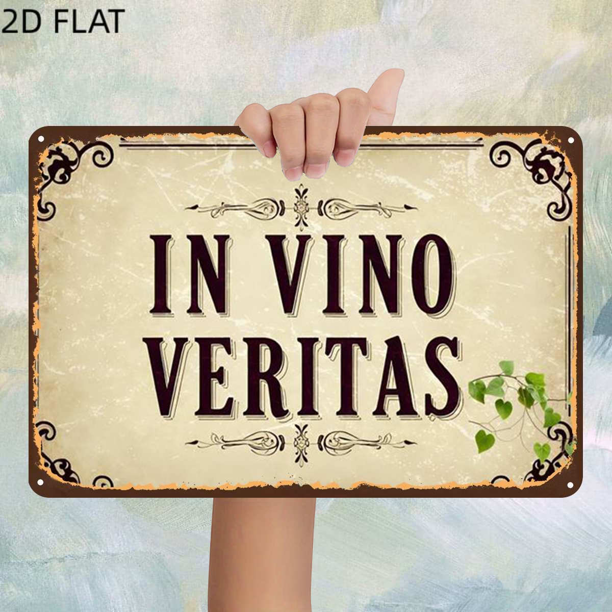 TEMU 2d Flat, 1pc, Vintage" : In Wine" Metal Iron Sign, Pre-drilled Holes, Kitchen, And Office Wall Decoration, Home Decor Metal Signs, Office Decor,