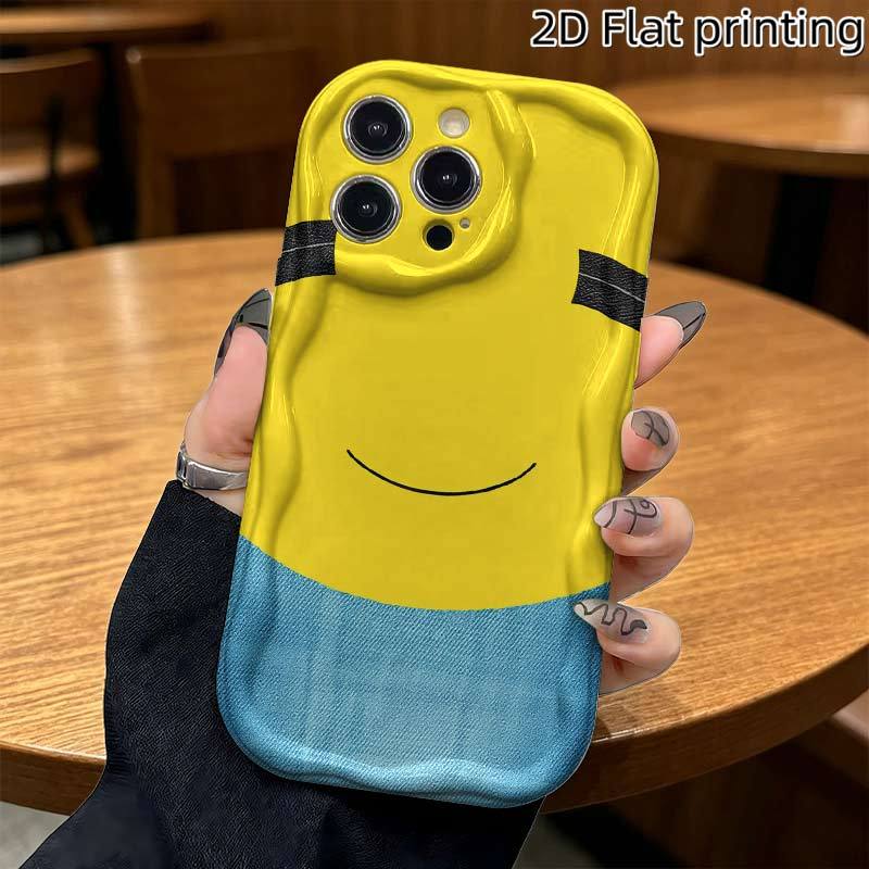 TEMU Phone Case: 1, Yellow Face Fabric Design Pattern Phone Case, 2d Flat Design, Thick Shockproof Phone Case, Iphone 17 Pro Max Phone Case, Galaxy