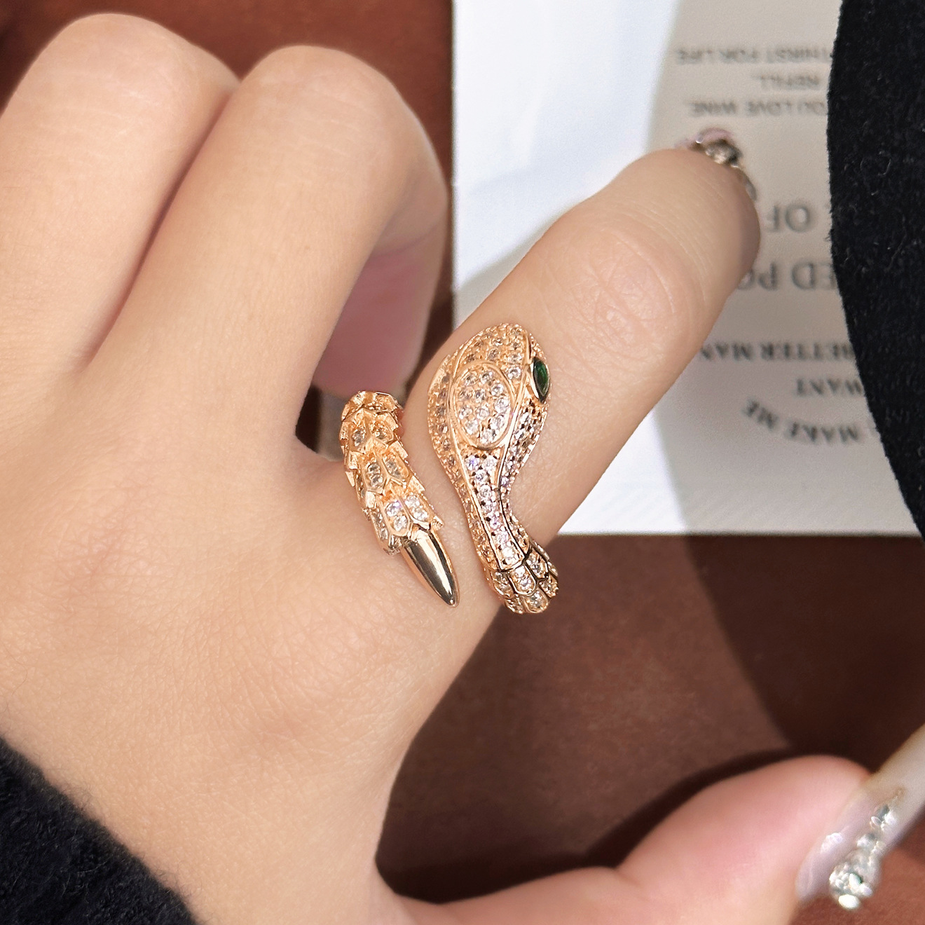 Serpentine Ring with Zirconia, Luxury Fashion Design