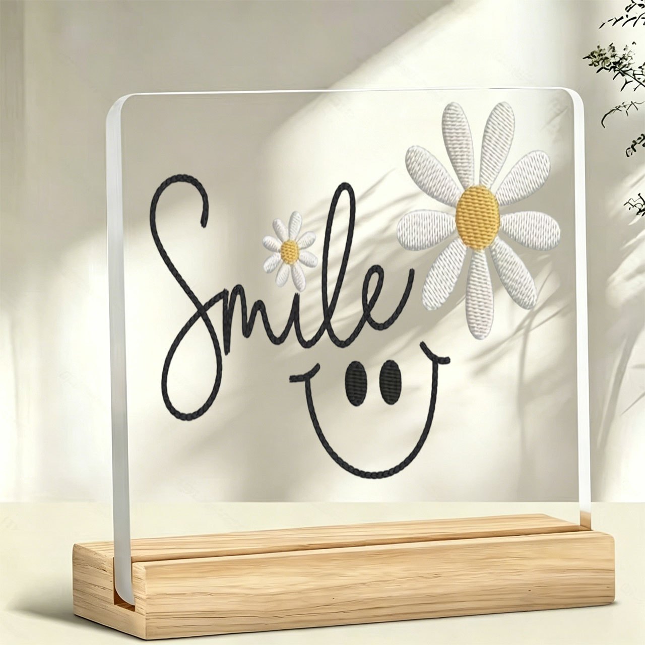 TEMU 2d Flat, 1pc + "smile" Slogan Decorative Plaque And Ornament, Acrylic Standee, Desktop Decoration, Office Desk And Bar Decor, Valentine's Day,